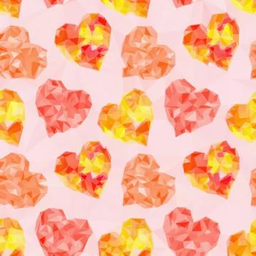 Valentine Hearts Background Low Poly Stock Illustration