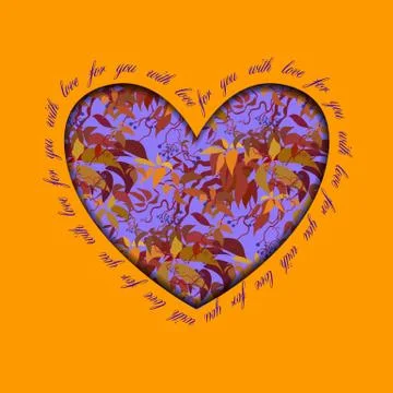 Valentine hearts card with floral ornament. Stock Illustration