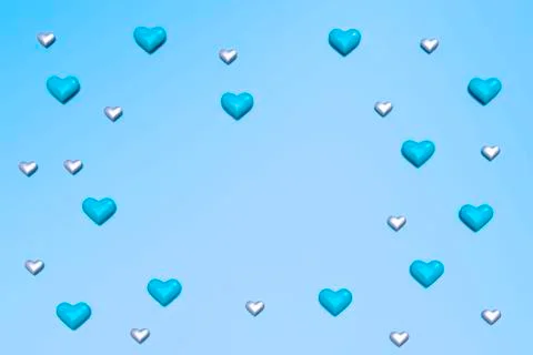 Valentine Hearts pattern background. 3d render. Stock Photos