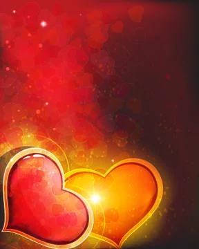 Valentine hearts on red background Stock Illustration