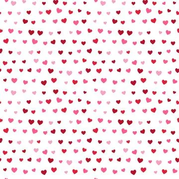 Valentine hearts seamless pattern, red and pink hearts on white Stock Illustration