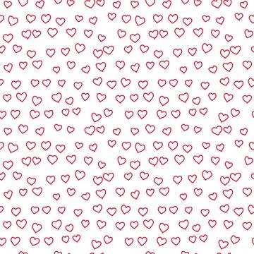 Valentine hearts seamless pattern, sketchy red hearts on white Stock-Illustration