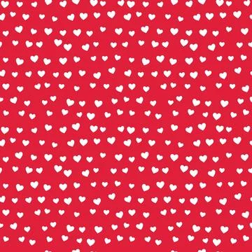 Valentine hearts seamless pattern, white hearts on red Stock Illustration