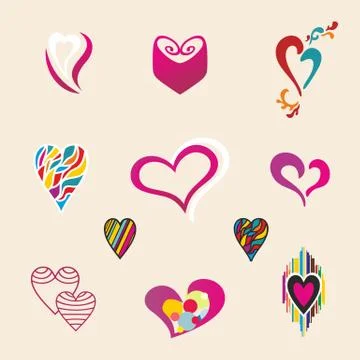Valentine hearts set Stock Illustration