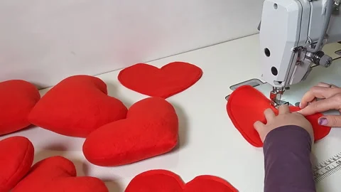 Valentine Hearts Sewing Machine Stock Footage 169421982