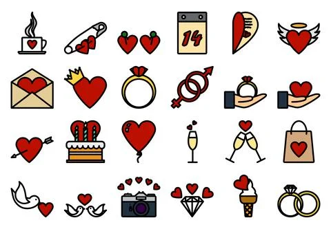 Valentine Icon Set Illustrazione stock