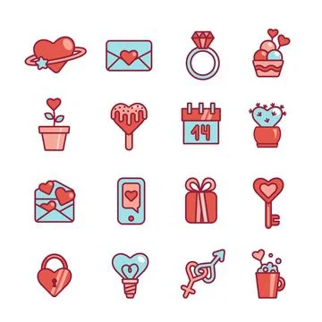 Valentine icon set. Vector elements. Valentine day Illustrazione stock