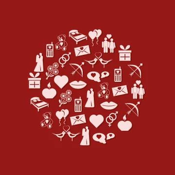 Valentine icons in circle Stock Illustration