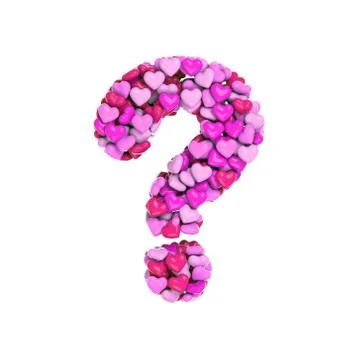 Valentine interrogation point - 3d pink hearts symbol - Suitable for Love, pa Stock Illustration