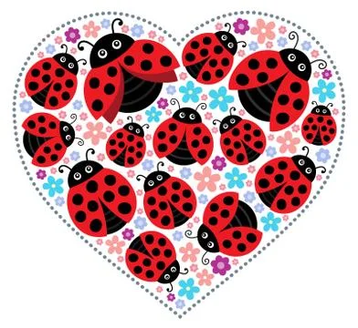 Valentine ladybugs theme image Stock Illustration