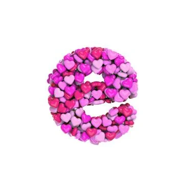 Valentine letter E - Lower-case 3d pink hearts font - Suitable for Love, pass Stock Illustration