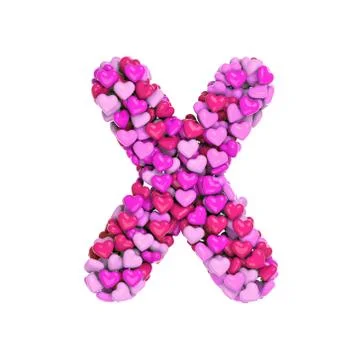 Valentine letter X - Upper-case 3d pink hearts font - suitable for Love, pass Stock Illustration