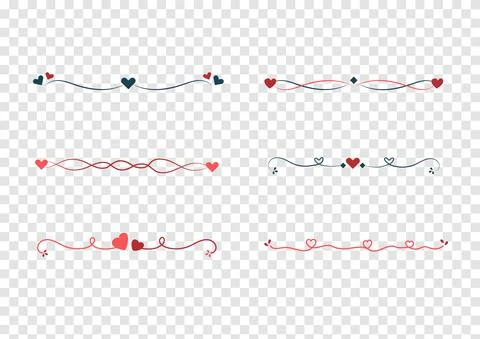 Valentine line elegant vector set isolated on transparency background Illustrazione stock