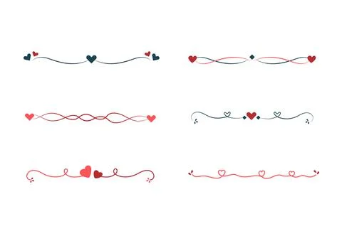 Valentine line elegant vector set isolated on white background Stock Illustration