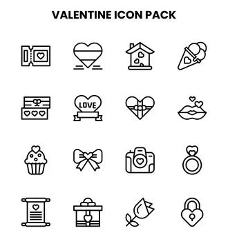 Valentine Line Vector Icons Pack Stock Illustration