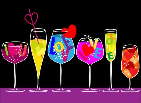 Valentine love drinks Stock Illustration