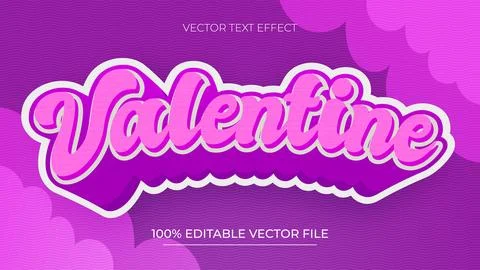 Valentine love editable text effect with love decoration Stock Illustration