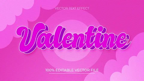 Valentine love editable text effect with love decoration Stock Illustration