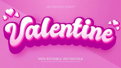 Valentine love editable text effect with love decoration Stock Illustration