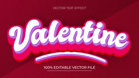 Valentine love editable text effect dark red background Stock Illustration