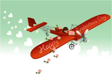 Valentine love plane Stock Illustration