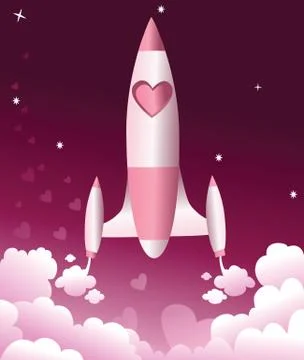 Valentine love rocket Stock Illustration