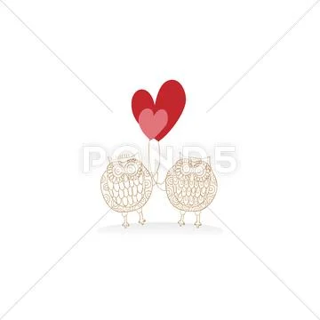 Valentine lovely owls Stock Illustration