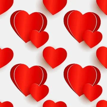 Valentine pattern. Bright love red heart seamless background pattern. Beautiful Stock Illustration