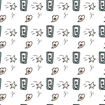 Valentine pattern in doodle style Stock Illustration