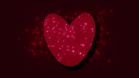 Valentine pink heart shape with floating twinkling stars and lights Vídeo Stock 331246813