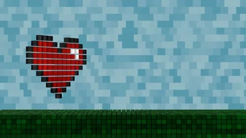 Valentine Pixel Heart Seamless Loop Stock Footage 229726204