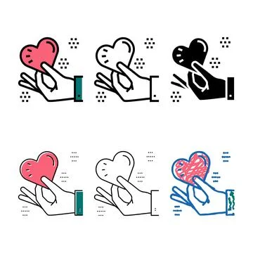 Valentine postcard present color pack icon vector Stock Illustration