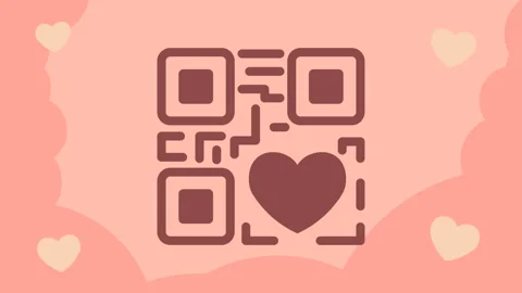 Valentine QR code block Video stock 323774524