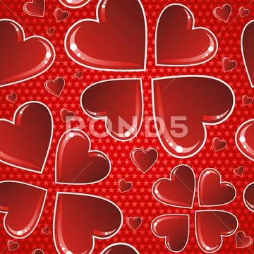 Valentine red glossy heart pattern Stock Illustration