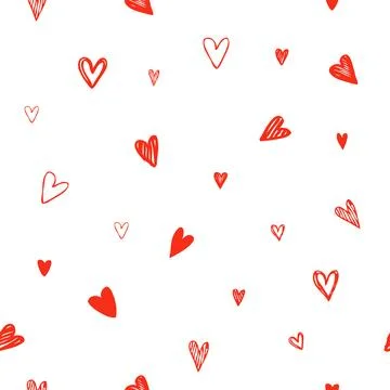 Valentine red hearts seamless pattern texture Illustrazione stock