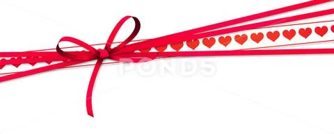 Valentine Ribbon Bow with Hearts String Stock Vector - Illustration of  ornament, fabric: 213364612