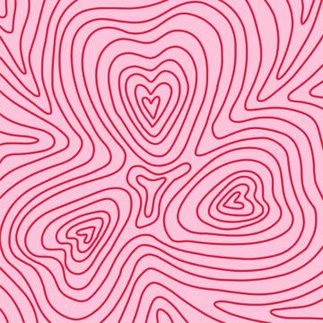 Valentine s day background with linear texture topographic contour line Stock Illustration