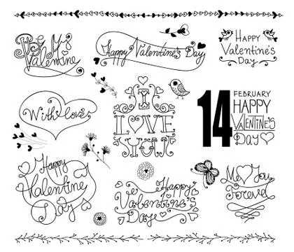 Valentine' s day design elements Stock Illustration