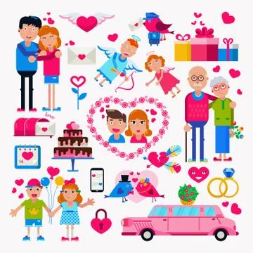 Valentine s day flat Stock Illustration