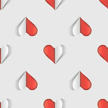 Valentine s day seamless pattern with cut paper hearts on a transparent backg Stock Illustration