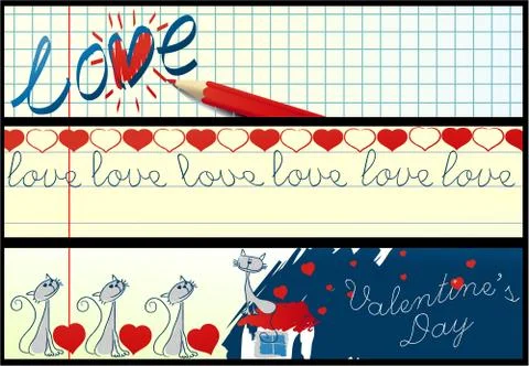 Valentine school banners Stock Illustration