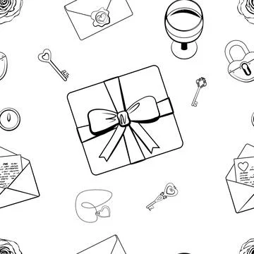 Valentine Seamless pattern of Black on White Stock Illustration