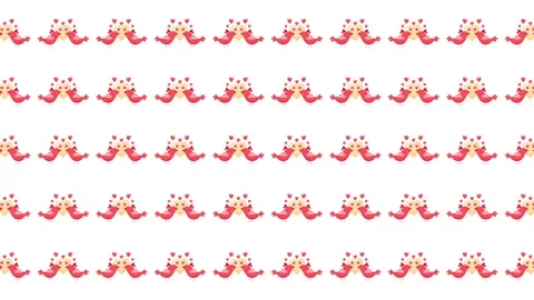 Valentine seamless pattern with cute love birds and hearts on white background Stock-Footage 345539662