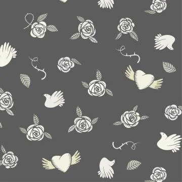 Valentine seamless pattern on a grey background Stock Illustration