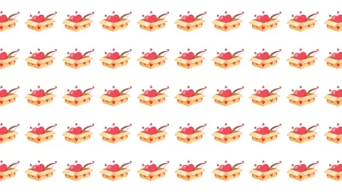 Valentine Seamless Pattern with Hearts and Cupid Bow in Gift Boxes on White Stock Footage 345540029