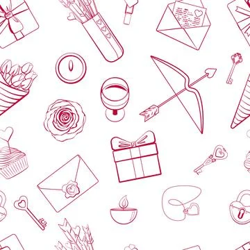 Valentine Seamless Pattern Magenta Stock Illustration