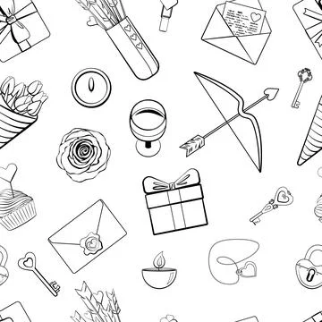 Valentine Seamless Pattern Transparent Stock Illustration