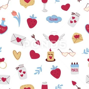 Valentine seamless pattern vector illustration Illustrazione stock