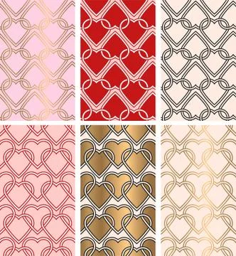 Valentine seamless patterns with hearts. Stock Illustration