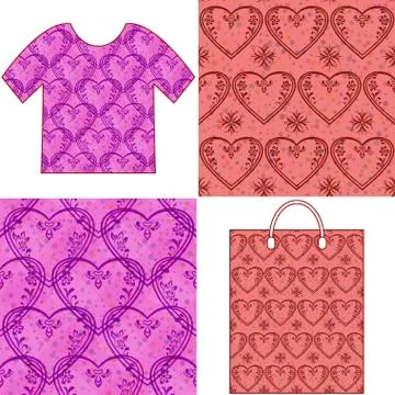 Valentine Seamless Patterns Stock Illustration